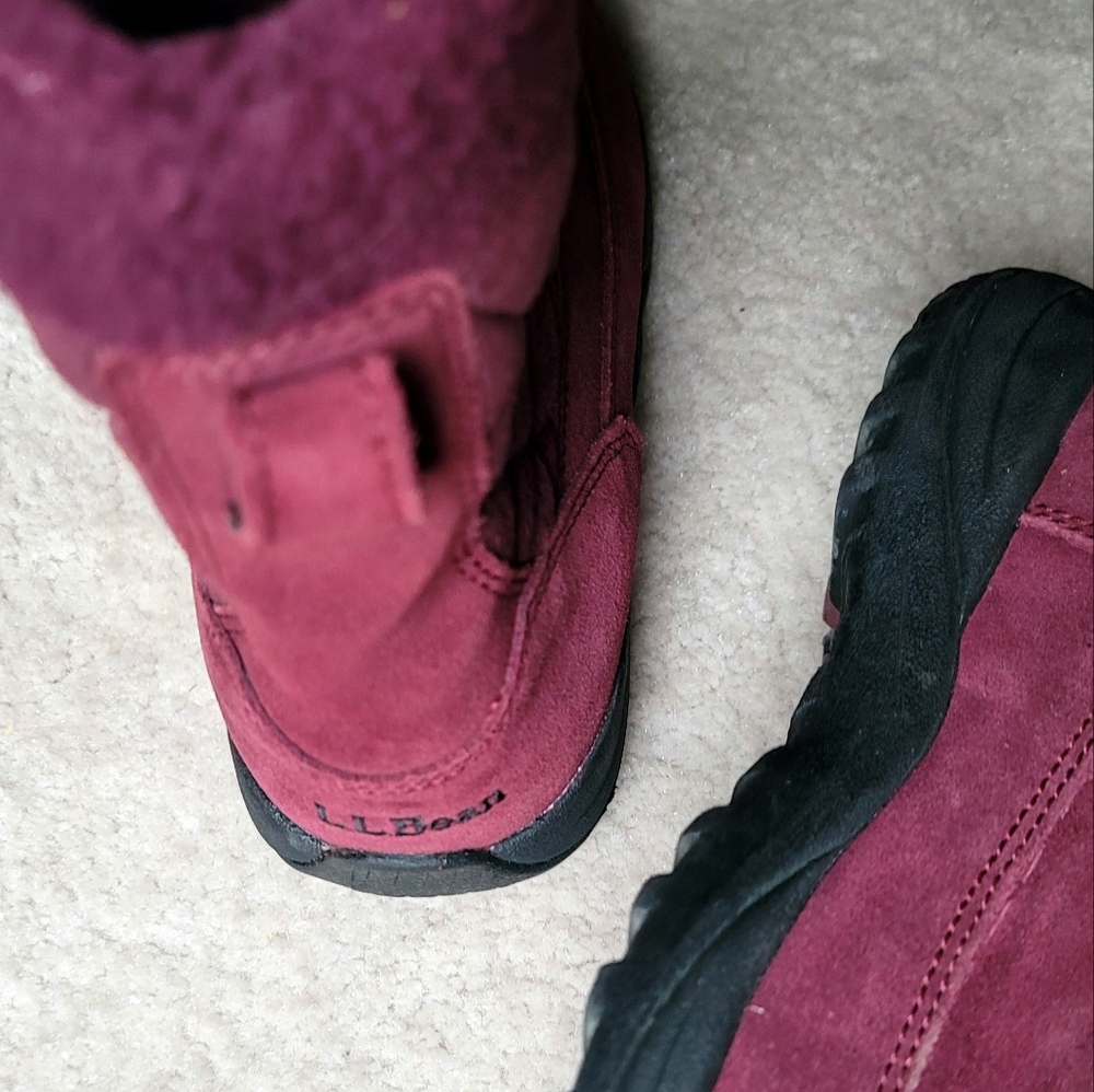 L.L.Bean Women's Suede Insulated Winter Snow Boots Burgundy Size 7 M - Picture 6 of 10